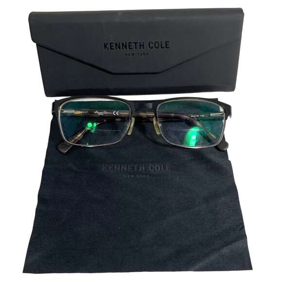 Kenneth Cole New York Black/Tortoise Rectangular Frame ONLY w/ Case + Cloth - Picture 1 of 8